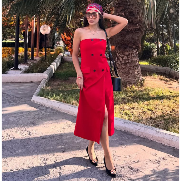 ZARA BLOGGER FAVE!!! Midi Dress with Front Slit NWT - Picture 8 of 16